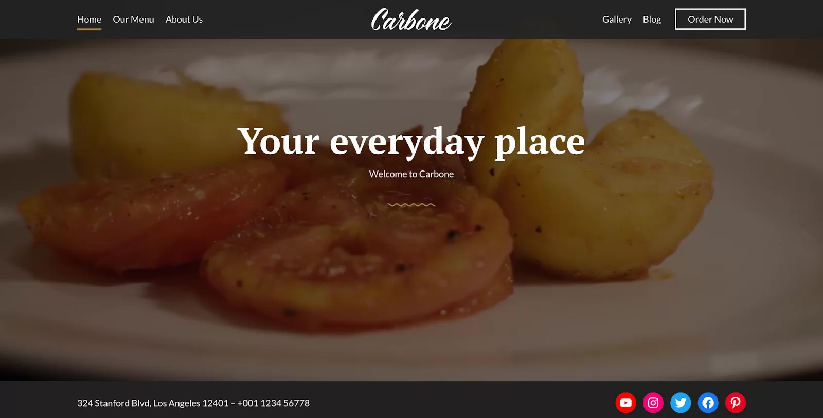 WordPress のレストランテーマ Carbone。