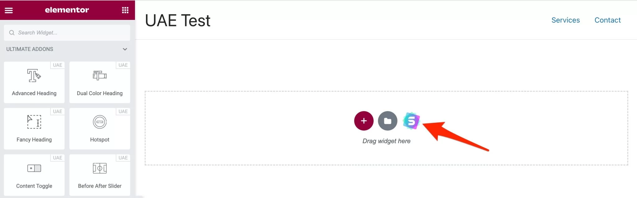 Trageți widget-uri și teme în pictograma care arată ca un „s”.
