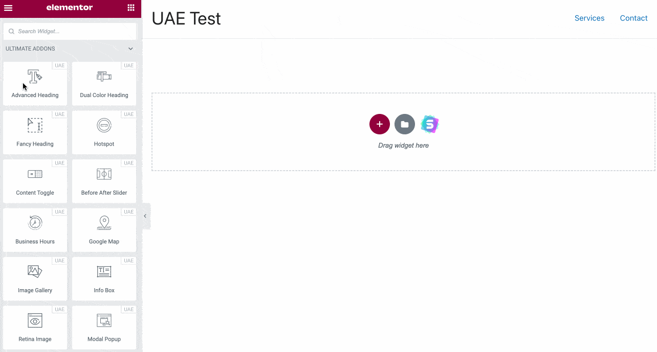 Adăugarea unui widget din Emiratele Arabe Unite folosind drag and drop.