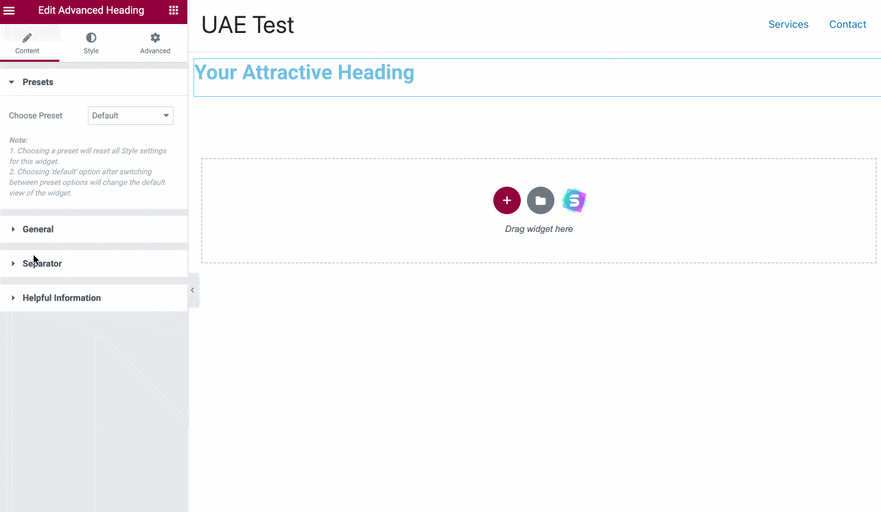 Puteți edita stilul widget-urilor din Emiratele Arabe Unite.