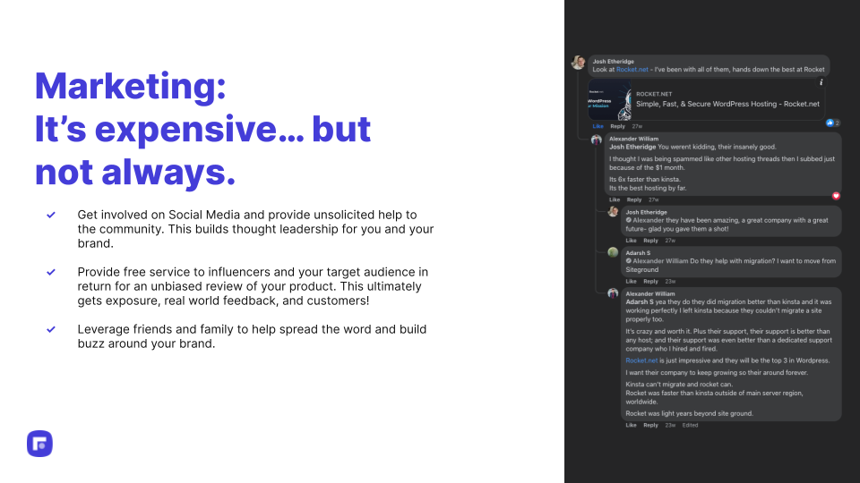 Come Rocket.net ci ha fatto il bootstrap verso $ 1MM ARR e oltre 9 Reaching out to influencers is a great way to get the word out about your startup and means you don't need to spend any money on marketing out the door