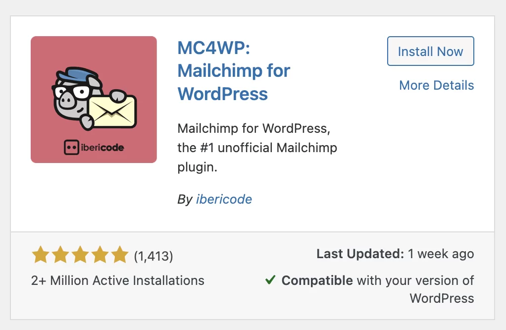 WordPress の Mailchimp プラグイン。