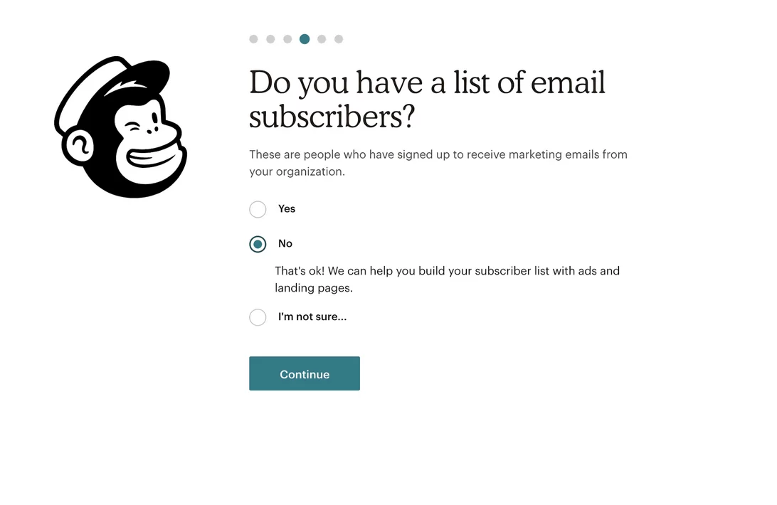 ニュースレター用の Mailchimp メーリング リストの作成。