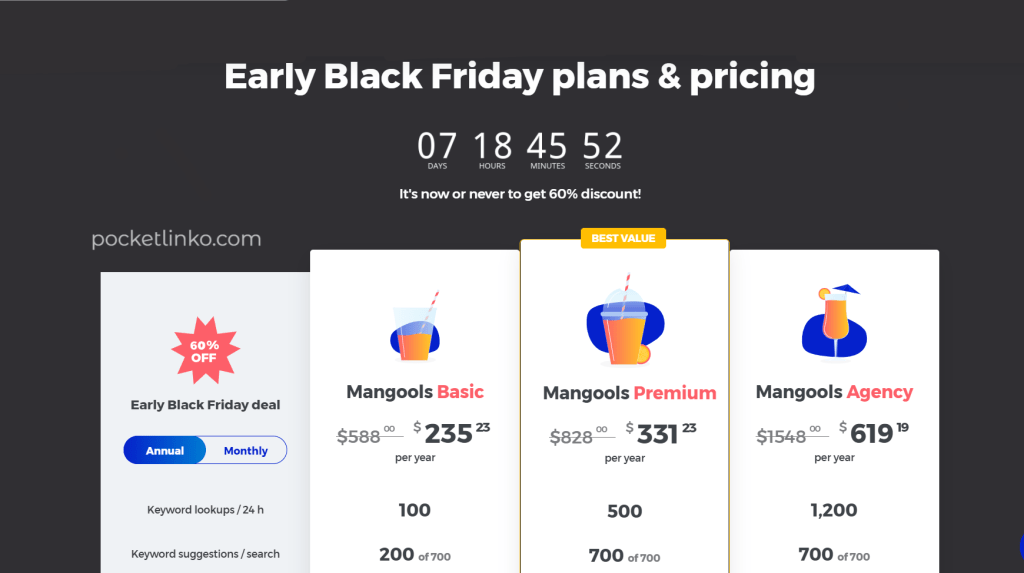 トップ 7 ベスト SEO ブラック フライデー & サイバー マンデー ディール (90% oFF) 8 kw finder black friday pricing plans