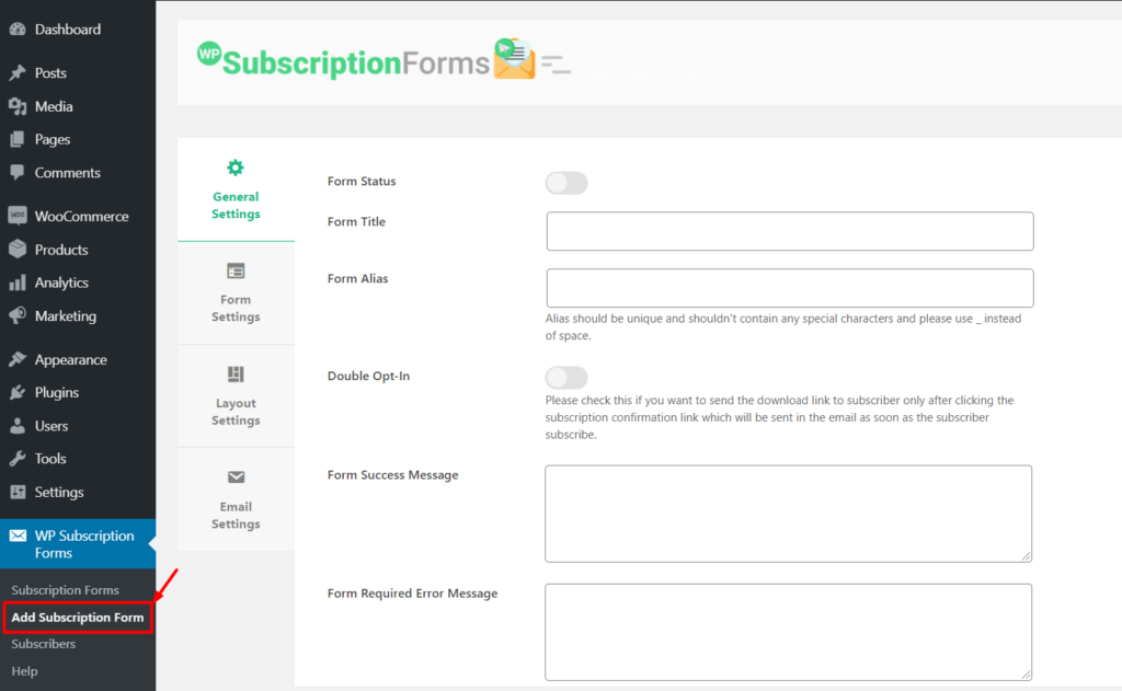 Utwórz nowe formularze subskrypcji e-mail