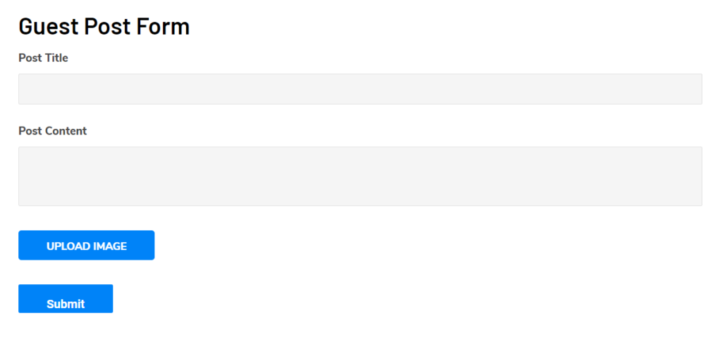 Widok z przodu przesyłania postów z frontendu