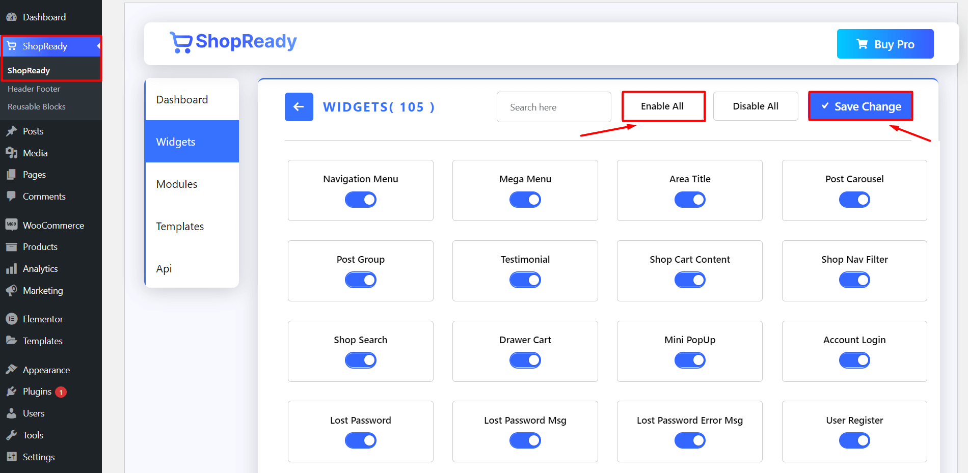 Виджет ShopReady Dashboard