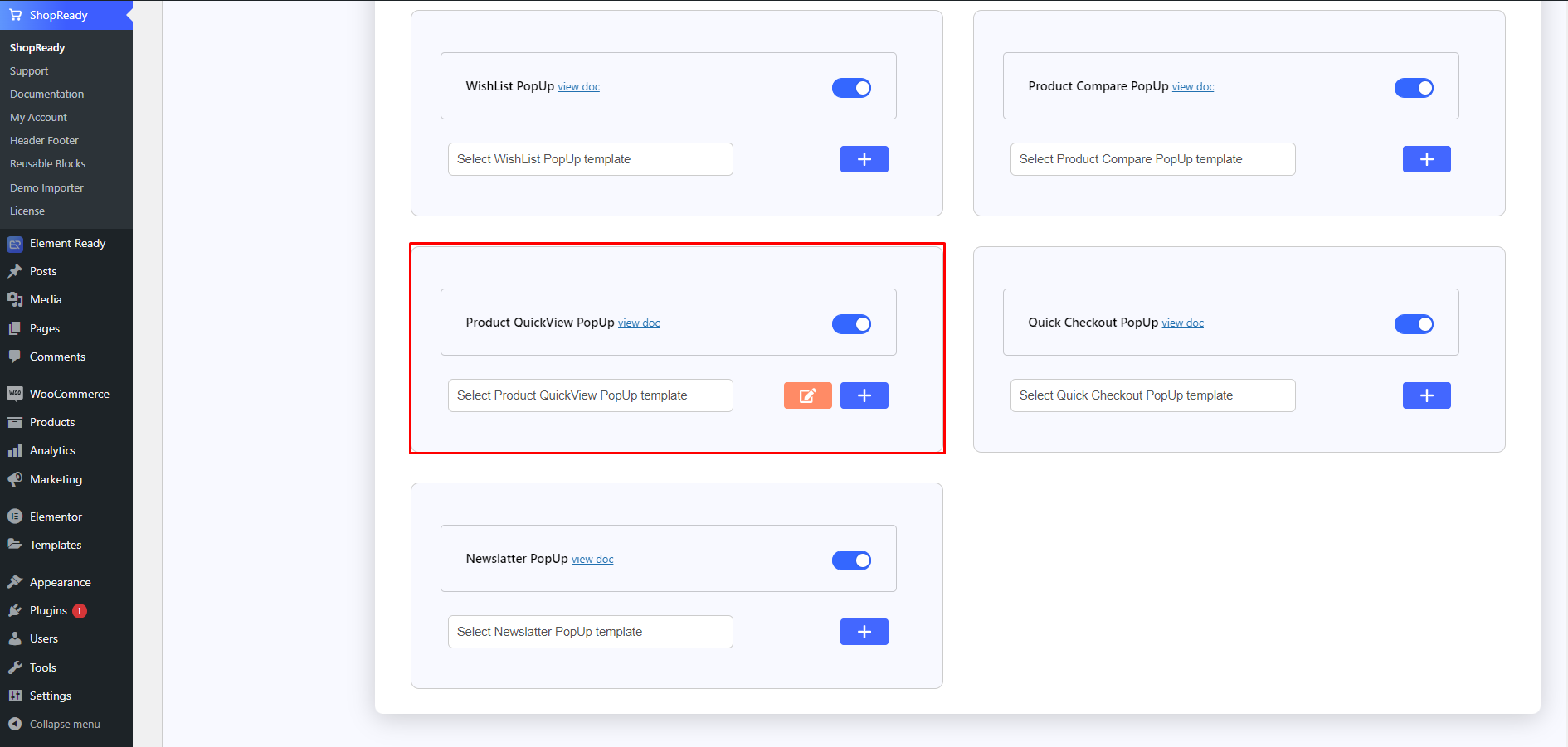 Всплывающее окно быстрого просмотра ShopReady Product