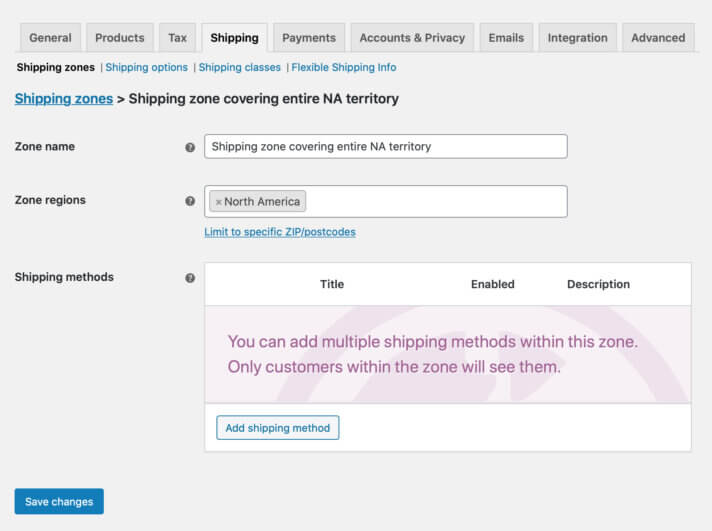 北米全域をカバーする WooCommerce ゾーン
