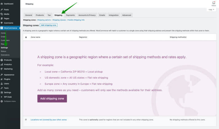 新しい WooCommerce 配送ゾーンの追加