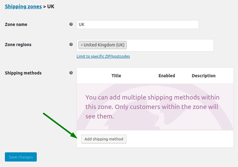 WooCommerce adicionar método de envio