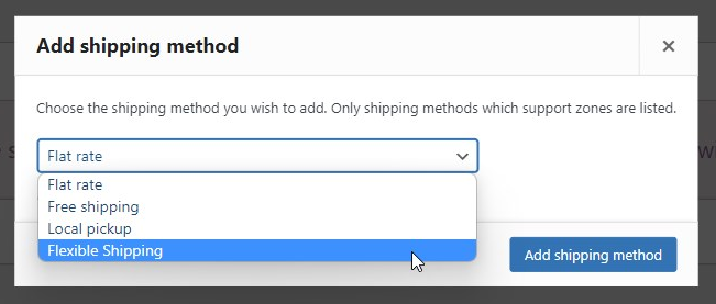 adicionar método de envio flexível