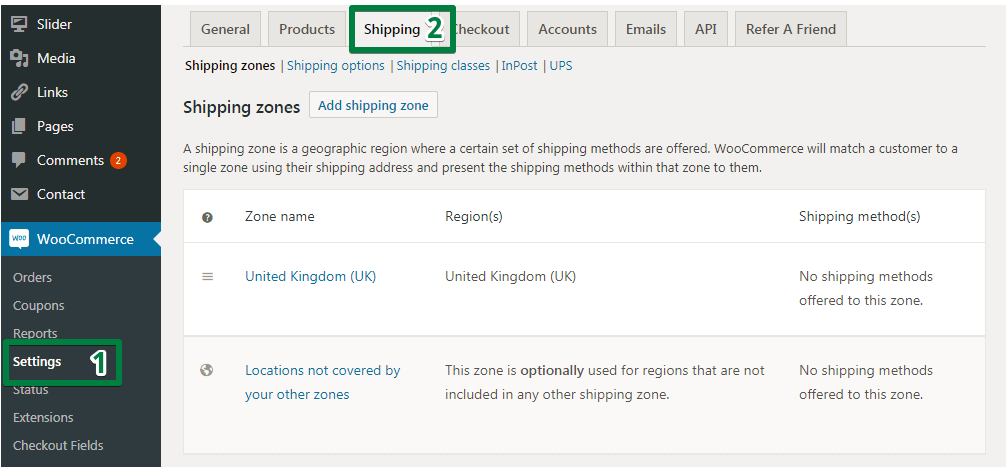 WooCommerce-Versandzonen