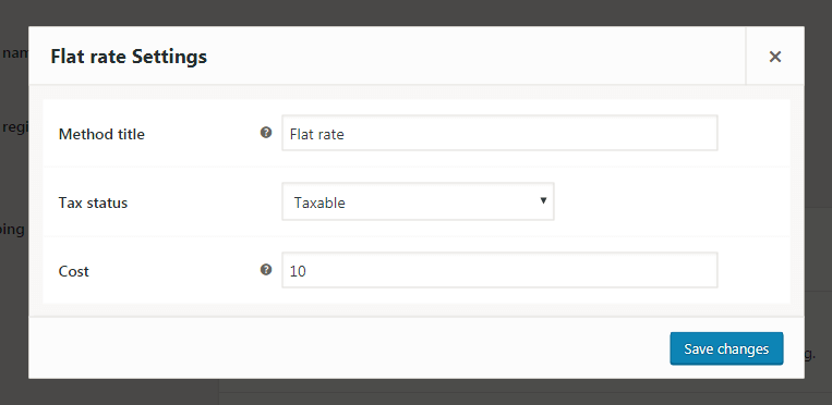 WooCommerce-Versandmethoden - Flatrate-Einstellungen