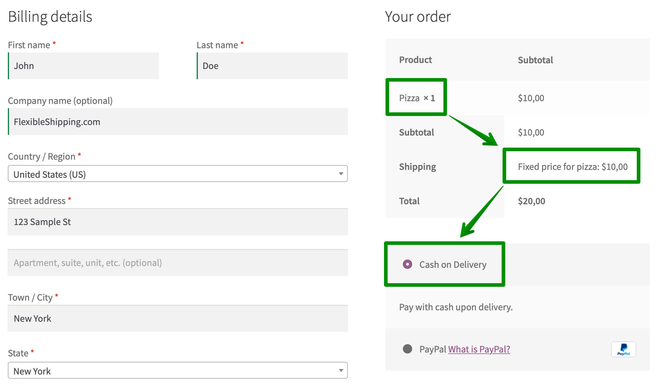 Paiement conditionnel à la livraison dans WooCommerce configuré