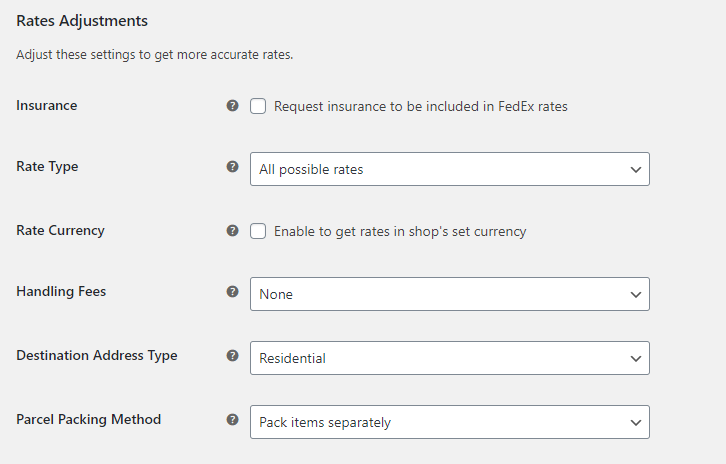 إعدادات البرنامج المساعد FedEx WooCommerce