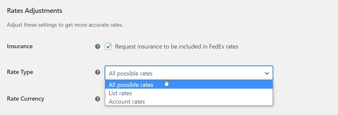 نوع سعر FedEx WooCommerce