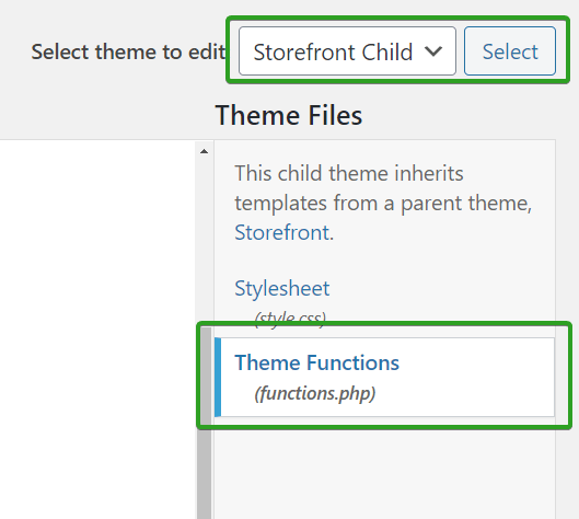 Fișierul functions.php Tema pentru copii