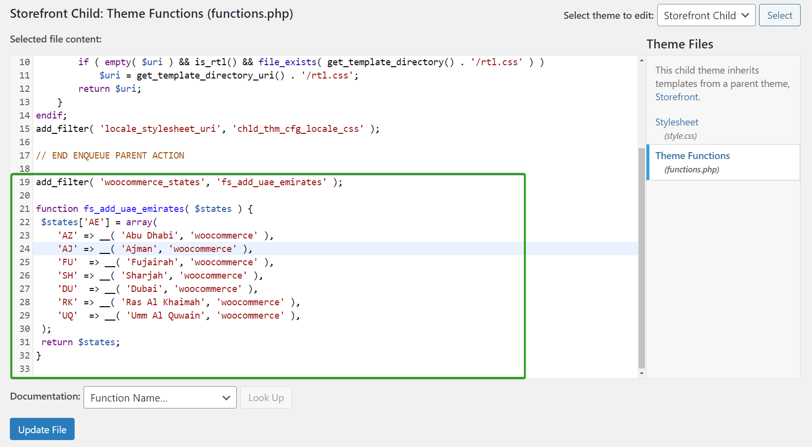 Adăugați cod personalizat la functions.php în WordPress