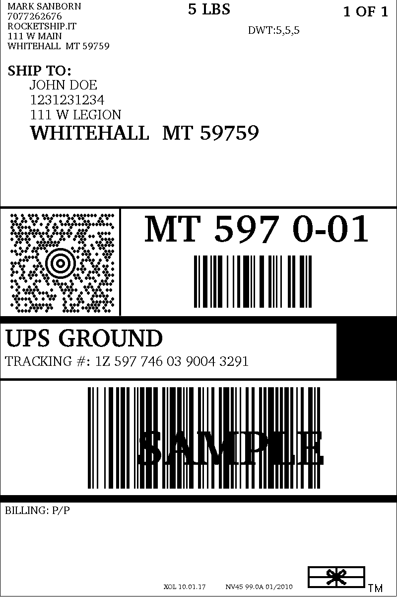 exemple d'étiquette d'expédition ups