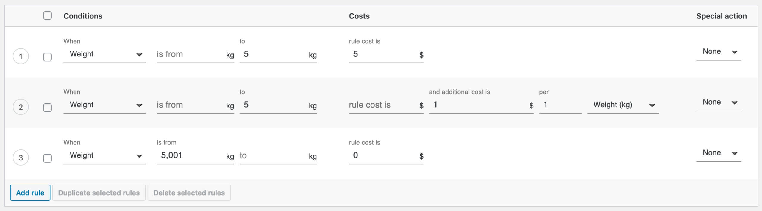 WooCommerce 中运费计算器的第二个示例