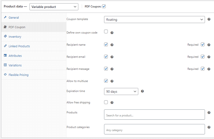البرنامج المساعد Woocommerce voucher pdf