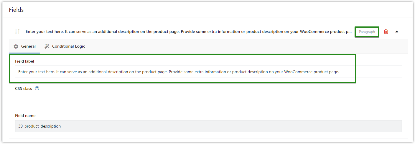 WooCommerce ürün sayfasını özelleştirin: paragraf metin alanını düzenleyin