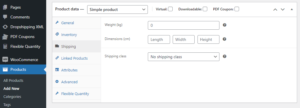 น้ำหนักและขนาดผลิตภัณฑ์ใน WooCommerce