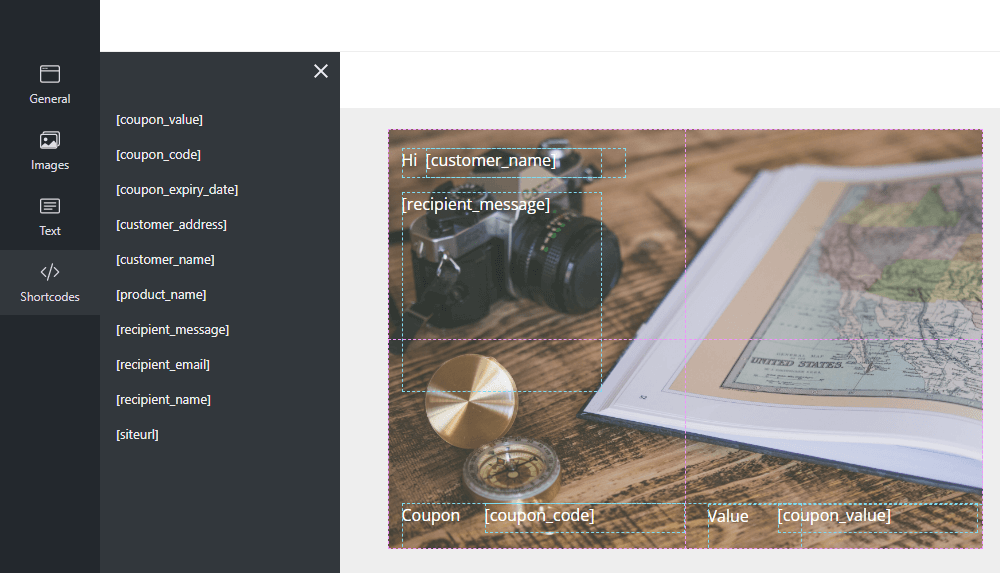 Personalizator de șabloane de cupon PDF cu coduri scurte în WooCommerce