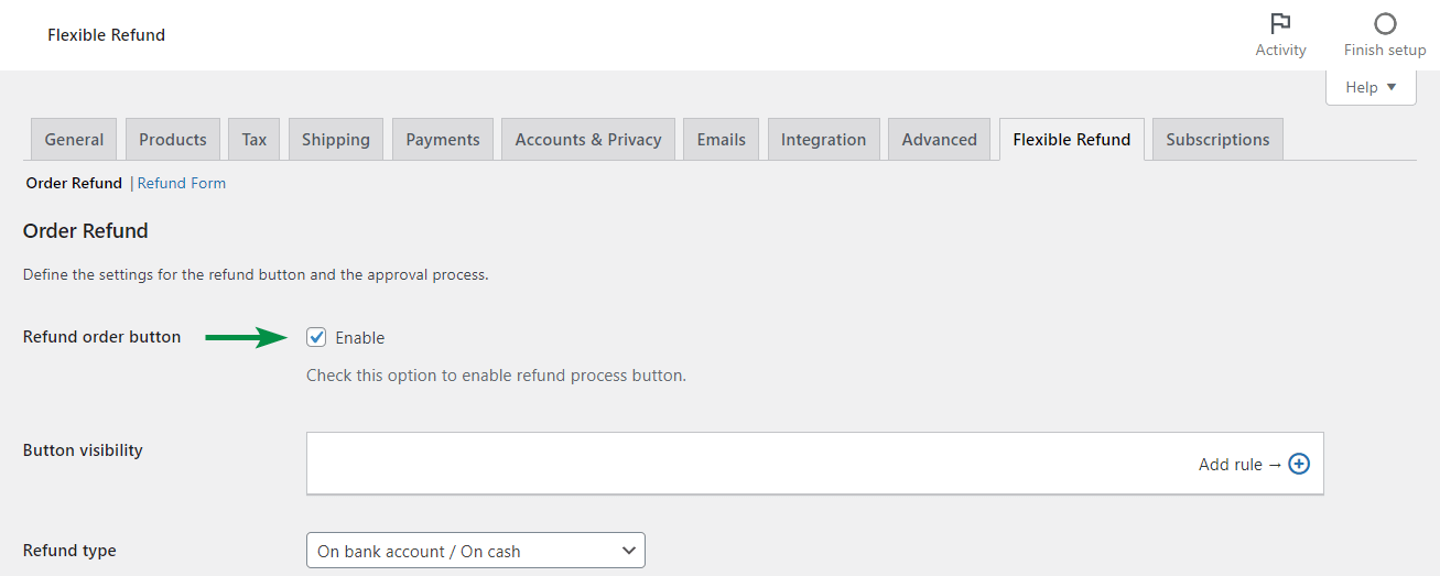 เปิดใช้งานปุ่มขอคืนเงินสำหรับคำสั่งซื้อ WooCommerce