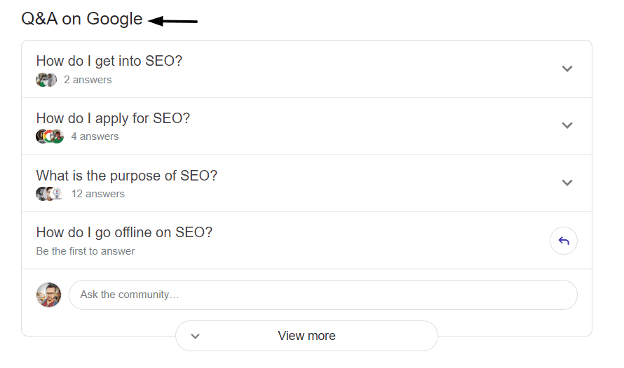 Anahtar kelime araştırması için google'da Soru-Cevap