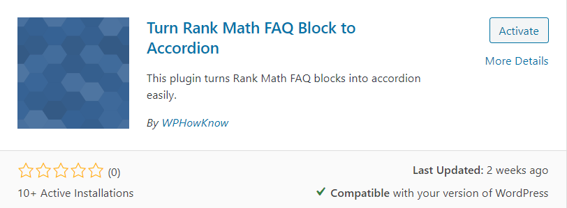 เปลี่ยน Rank Math FAQ Block เป็นปลั๊กอิน Accordion สำหรับ wordpress