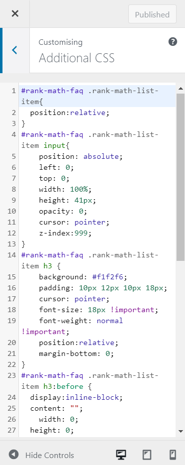 ส่วน CSS เพิ่มเติมใน wordpress