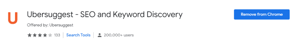 ubersuggest estensione Chrome per la ricerca di parole chiave
