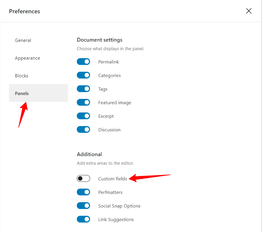 WordPress'te özel alanı etkinleştir