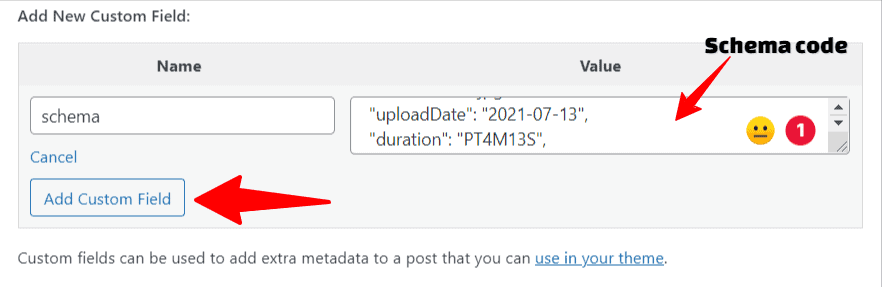 Eklenti olmadan wordpress şema kodu ekleyin.