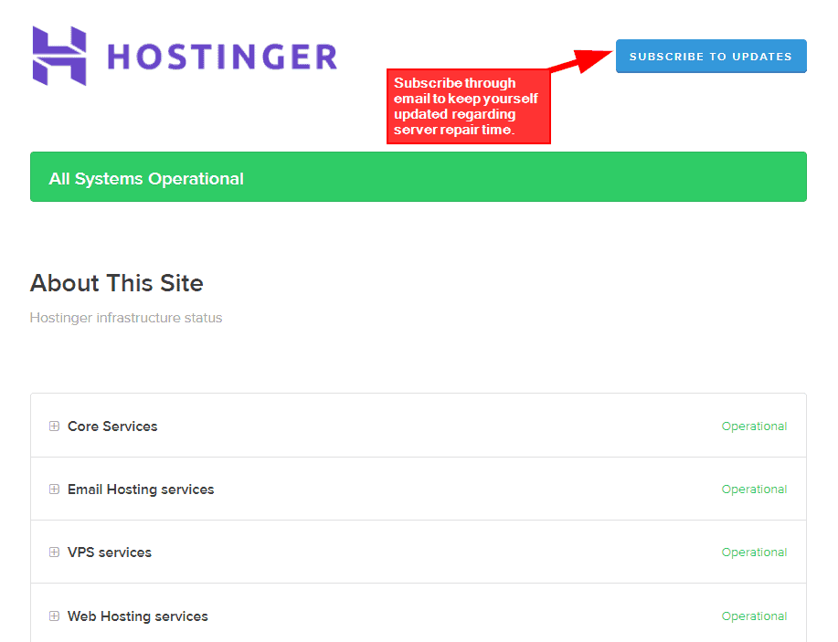 Hostinger durum sayfası