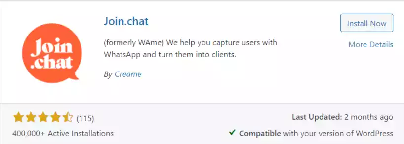 Wtyczka join.chat dla przycisku czatu WhatsApp w Wordpress