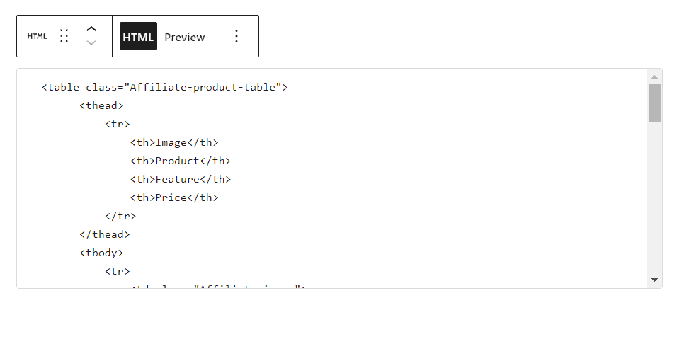 Affiliate-Produkttabelle in WordPress