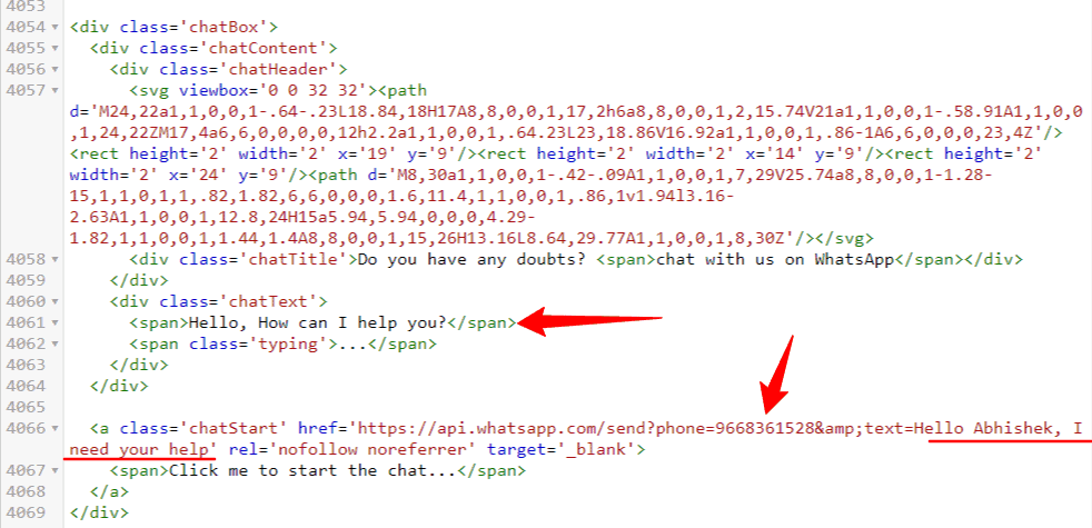 WhatsApp 聊天小部件的 HTML 代码