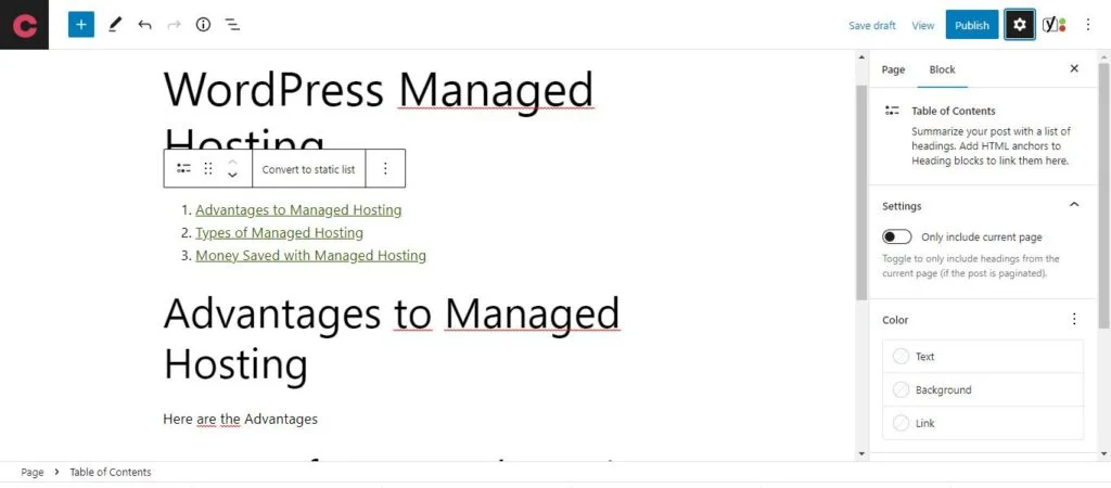 WordPress 6.1 - 新功能(以及我们应该期待的) 13 WordPress 6.1 - Gutenberg Table of Content Block