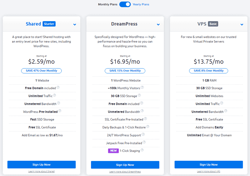Precios de DreamHost dreamhost pricing