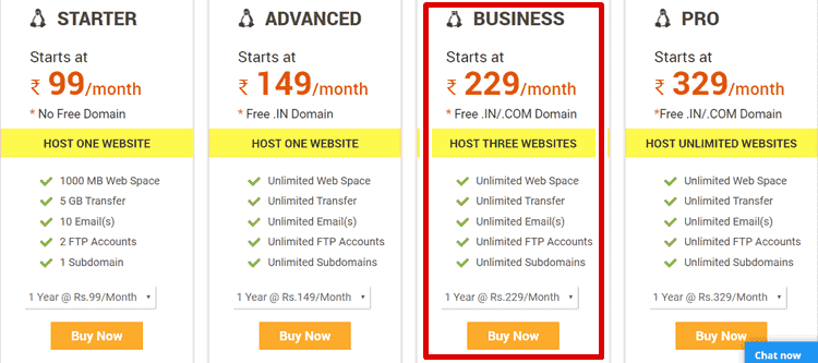 ホソク ホスティング プラン hostsoch hosting plans