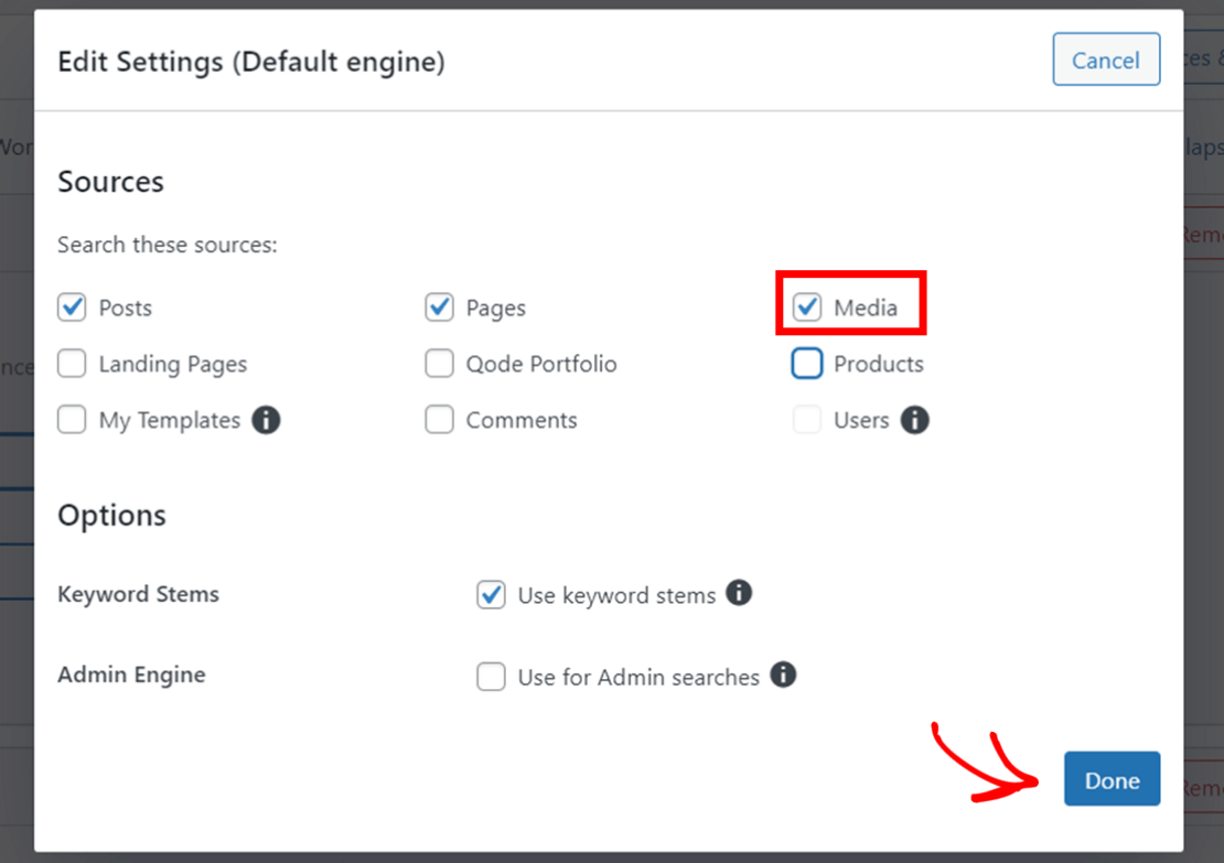 Add media as a SearchWP search engine source