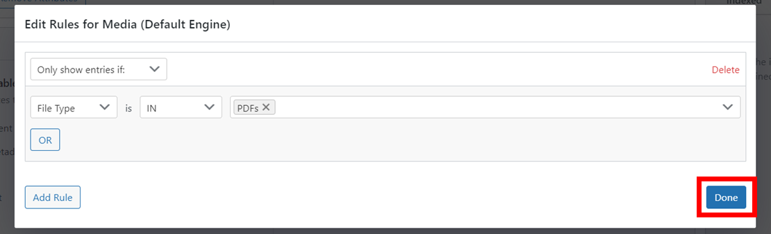 Edit rules for SearchWP media source