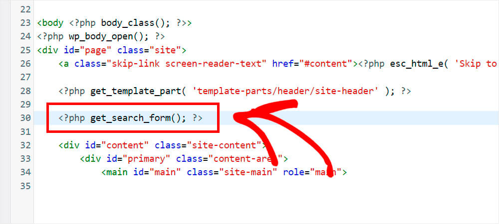 paste the search form code