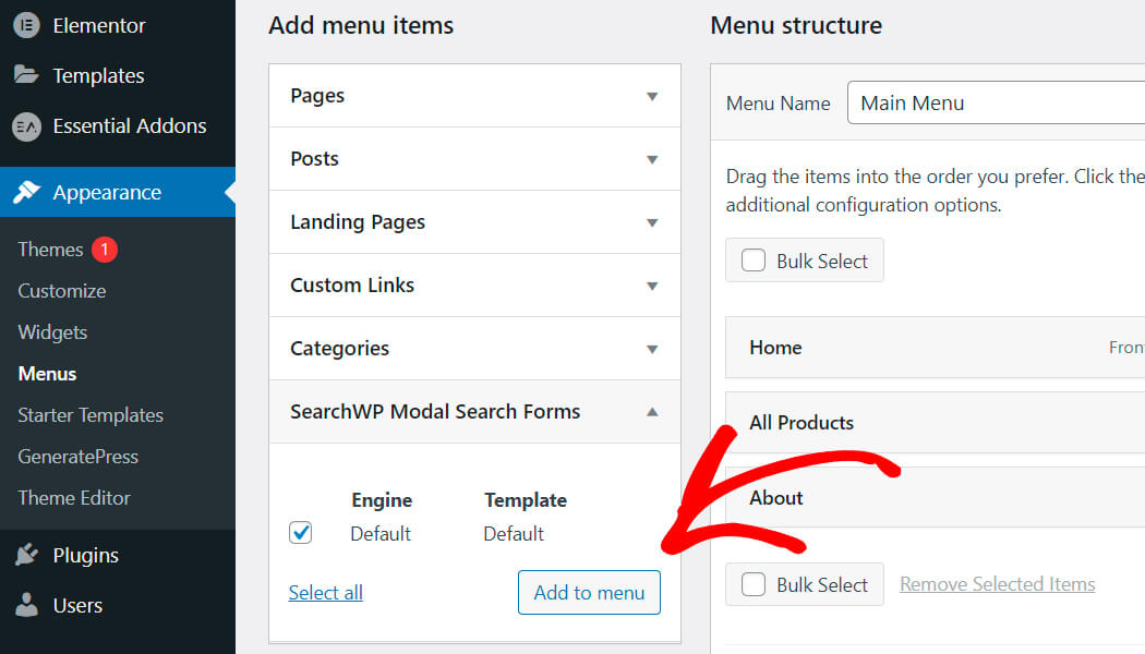 click add to menu