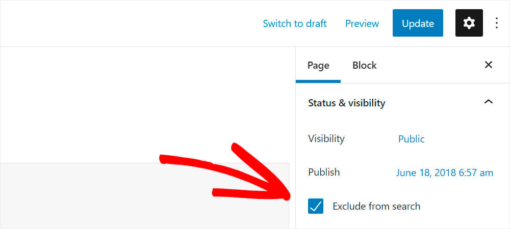 exclude a page from search