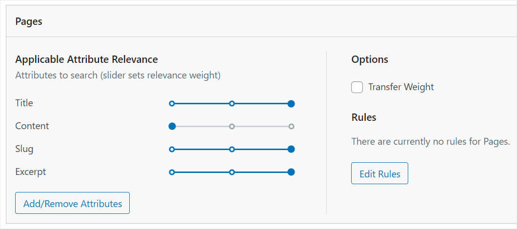 weight of the attributes