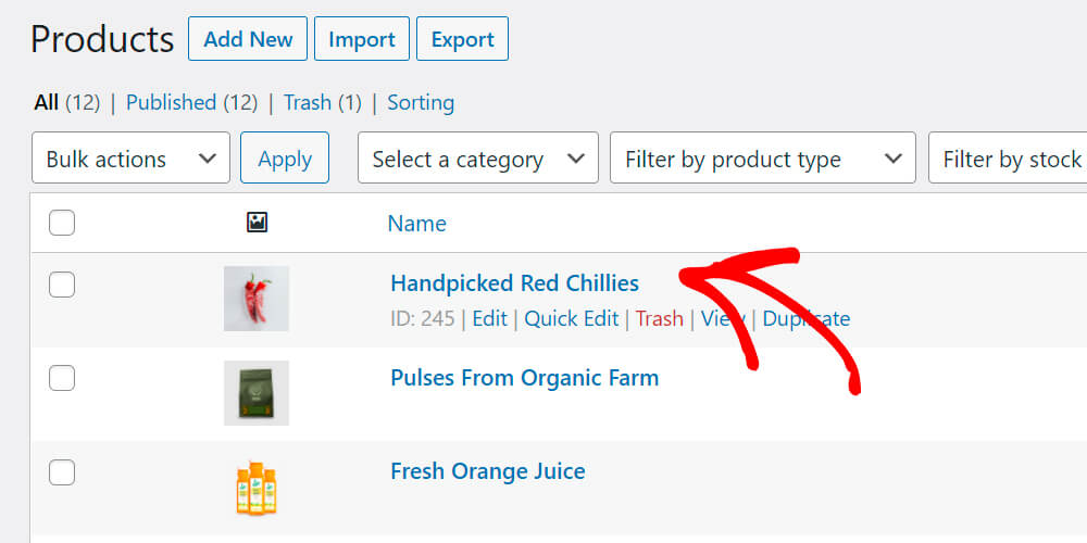 choose a product you want to exclude